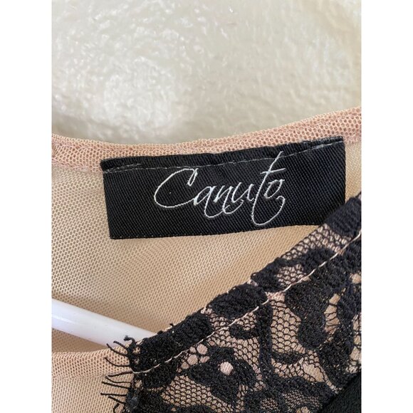 Canuto Womens Black Sleeveless Romper Medium polyester lace zipper shorts - Picture 3 of 7